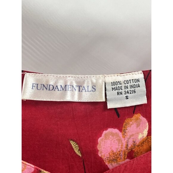 Fundamentals Made In India Floral Maxi Dress Short Sleeve Sz Small Boho Artsy - Picture 4 of 5